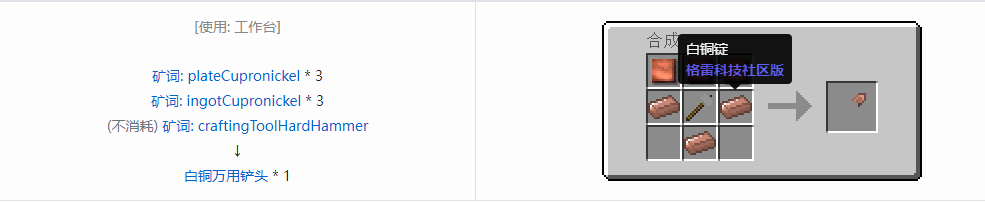 我的世界格雷科技社区版万用铲头合成表大全