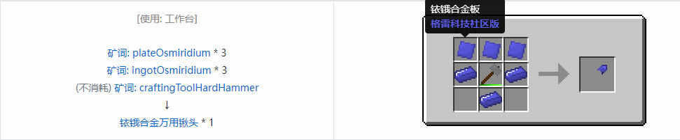 我的世界格雷科技社区版万用铲头合成表大全
