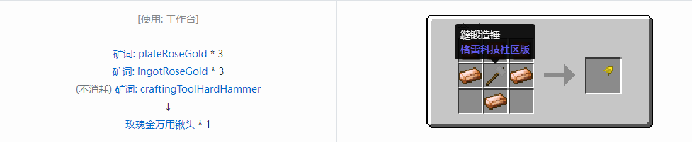 我的世界格雷科技社区版万用铲头合成表大全