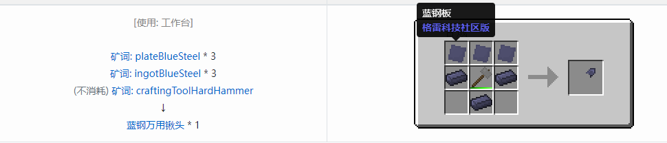 我的世界格雷科技社区版万用铲头合成表大全