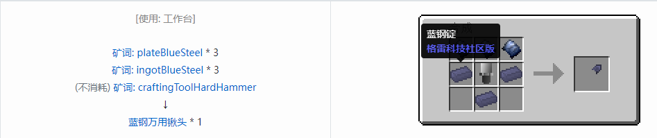 我的世界格雷科技社区版万用铲头合成表大全