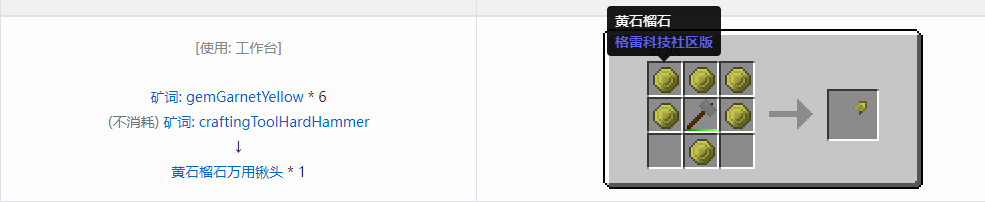 我的世界格雷科技社区版万用铲头合成表大全