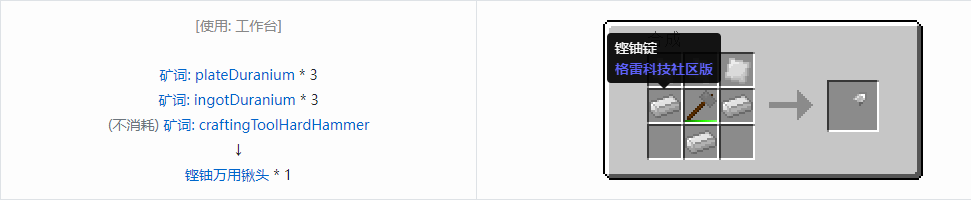 我的世界格雷科技社区版万用铲头合成表大全