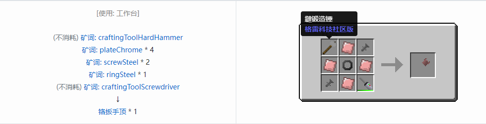 我的世界格雷科技社区版扳手顶合成表大全