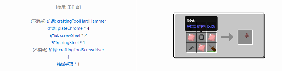 我的世界格雷科技社区版扳手顶合成表大全