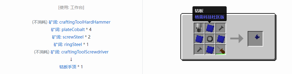 我的世界格雷科技社区版扳手顶合成表大全