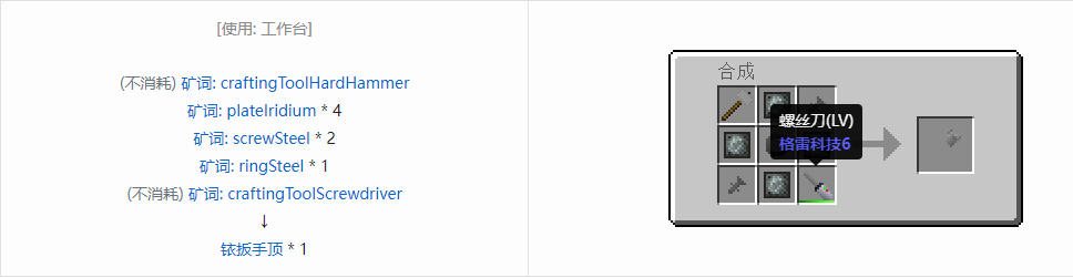 我的世界格雷科技社区版扳手顶合成表大全