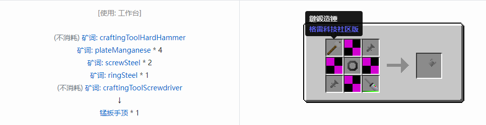 我的世界格雷科技社区版扳手顶合成表大全