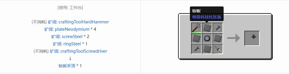 我的世界格雷科技社区版扳手顶合成表大全