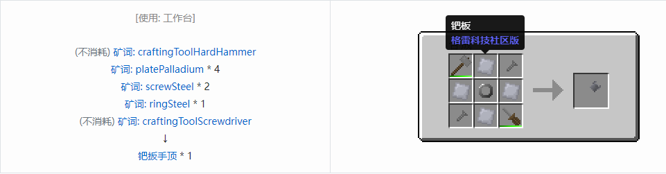 我的世界格雷科技社区版扳手顶合成表大全