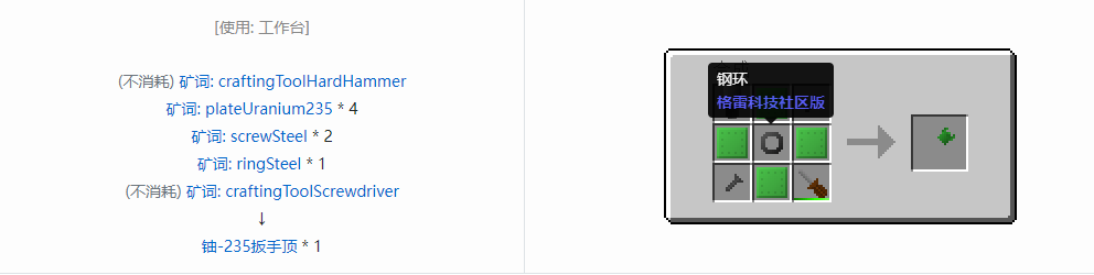 我的世界格雷科技社区版扳手顶合成表大全