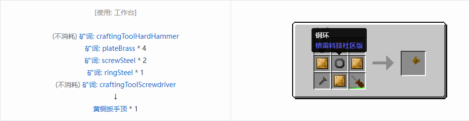 我的世界格雷科技社区版扳手顶合成表大全