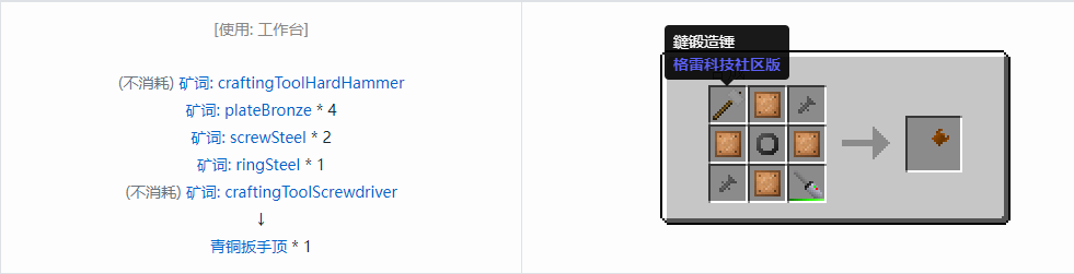 我的世界格雷科技社区版扳手顶合成表大全