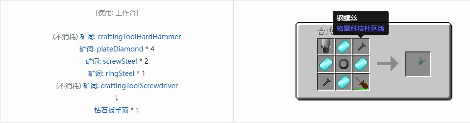 我的世界格雷科技社区版扳手顶合成表大全