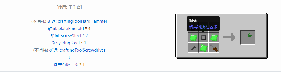 我的世界格雷科技社区版扳手顶合成表大全