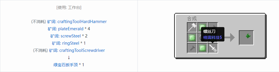 我的世界格雷科技社区版扳手顶合成表大全