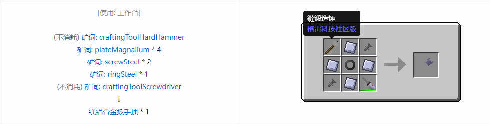 我的世界格雷科技社区版扳手顶合成表大全