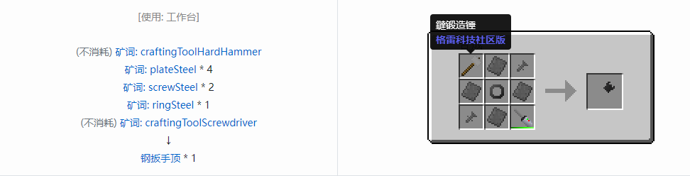 我的世界格雷科技社区版扳手顶合成表大全
