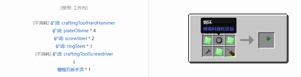 我的世界格雷科技社区版扳手顶合成表大全