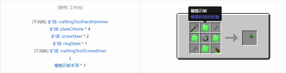 我的世界格雷科技社区版扳手顶合成表大全