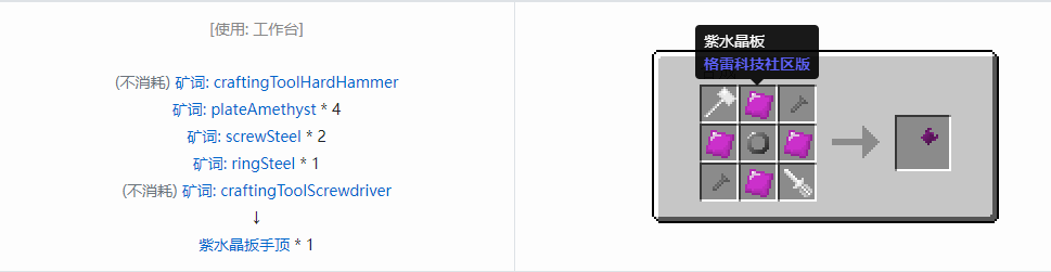 我的世界格雷科技社区版扳手顶合成表大全