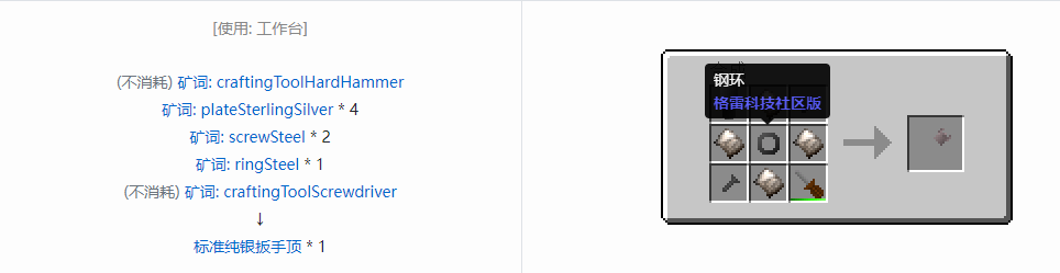 我的世界格雷科技社区版扳手顶合成表大全