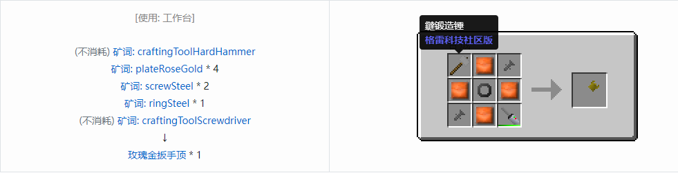 我的世界格雷科技社区版扳手顶合成表大全