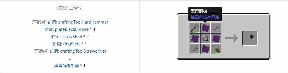 我的世界格雷科技社区版扳手顶合成表大全