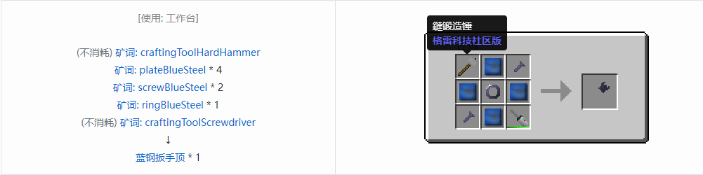 我的世界格雷科技社区版扳手顶合成表大全