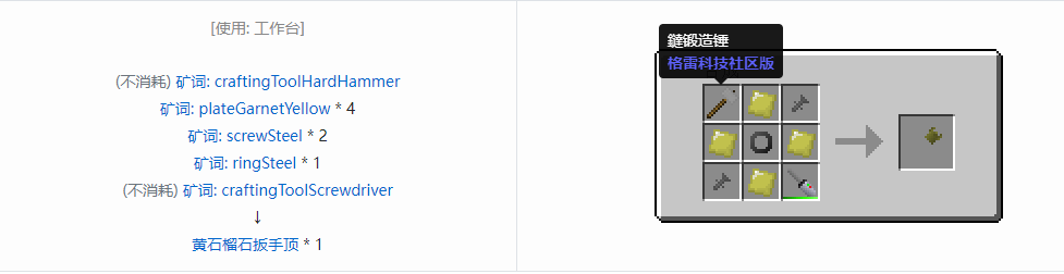 我的世界格雷科技社区版扳手顶合成表大全