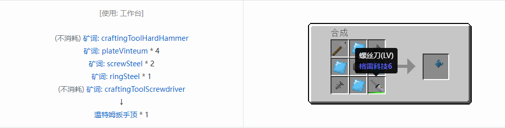 我的世界格雷科技社区版扳手顶合成表大全