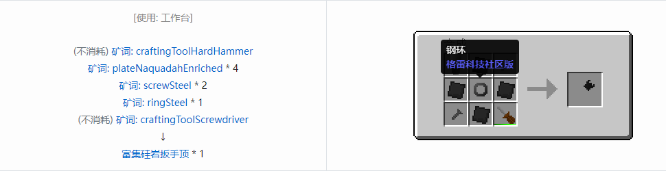我的世界格雷科技社区版扳手顶合成表大全