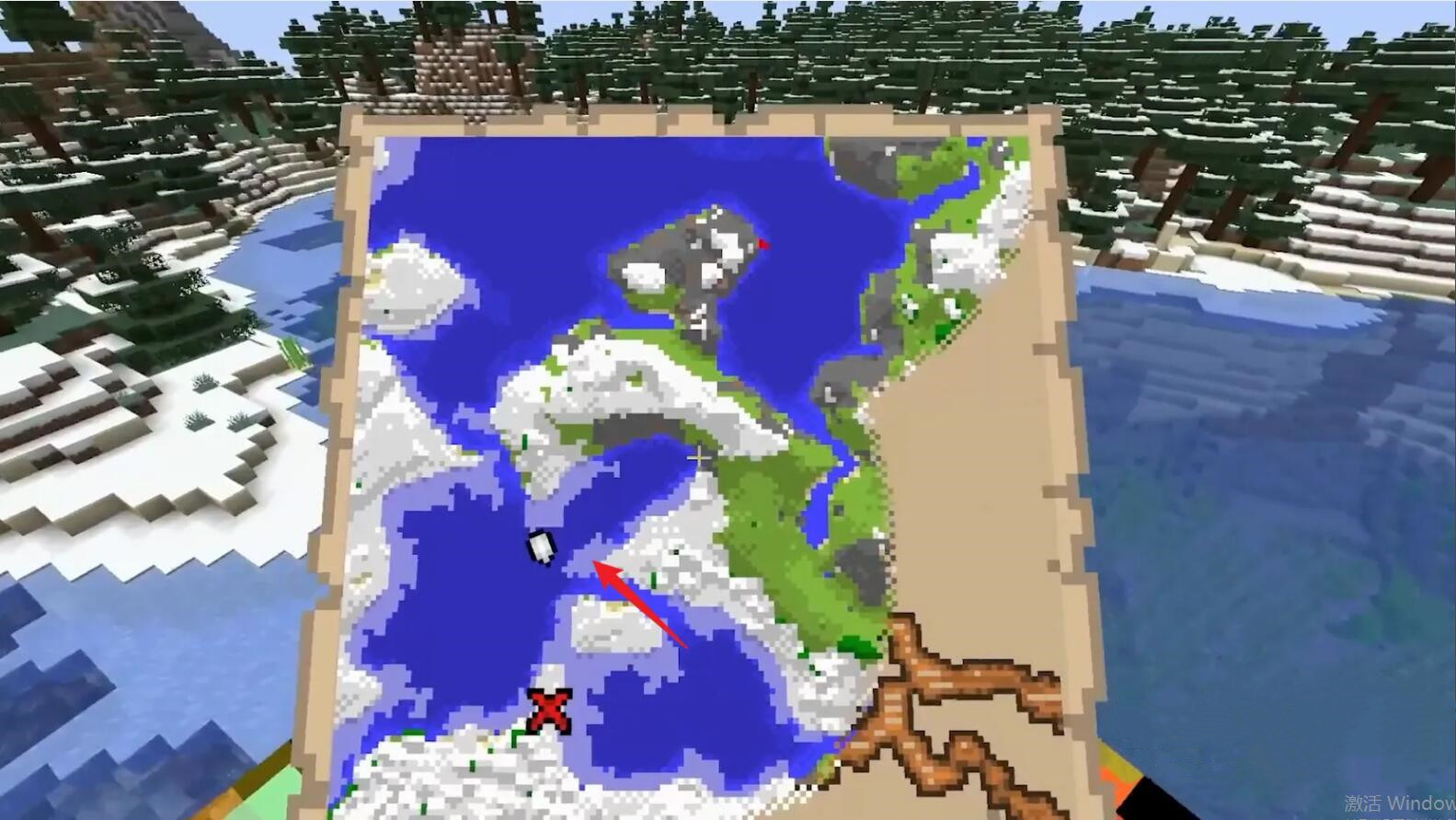 我的世界藏宝图有个红叉在哪找