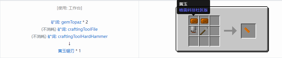我的世界格雷科技社区版锯刃合成表大全