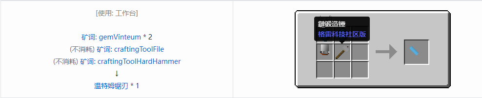 我的世界格雷科技社区版锯刃合成表大全