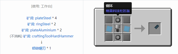 我的世界格雷科技社区版链锯刃合成表大全