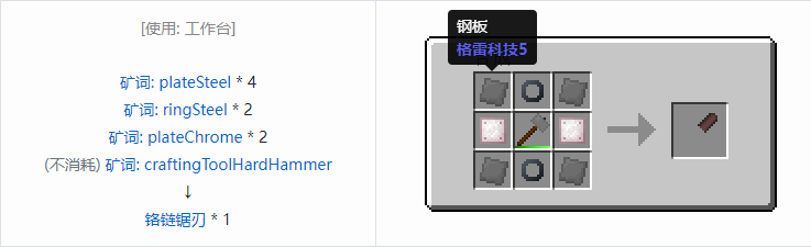 我的世界格雷科技社区版链锯刃合成表大全