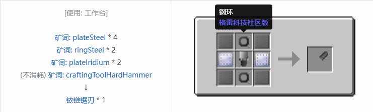 我的世界格雷科技社区版链锯刃合成表大全