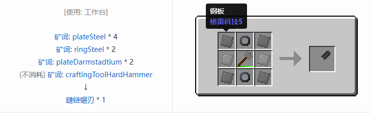 我的世界格雷科技社区版链锯刃合成表大全