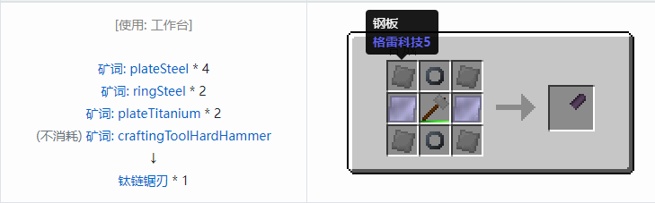 我的世界格雷科技社区版链锯刃合成表大全