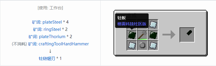 我的世界格雷科技社区版链锯刃合成表大全