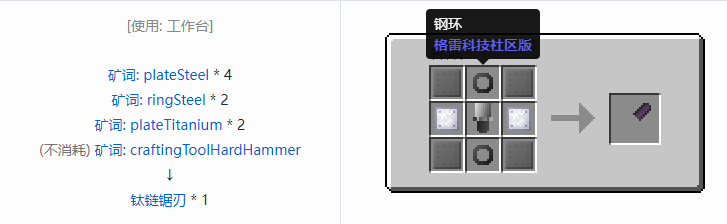 我的世界格雷科技社区版链锯刃合成表大全