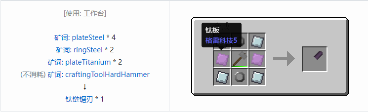 我的世界格雷科技社区版链锯刃合成表大全