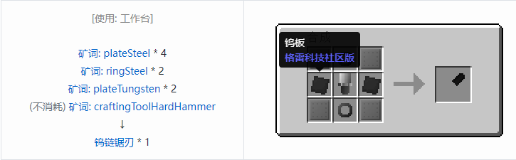 我的世界格雷科技社区版链锯刃合成表大全