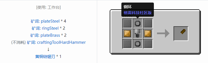 我的世界格雷科技社区版链锯刃合成表大全