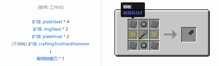 我的世界格雷科技社区版链锯刃合成表大全