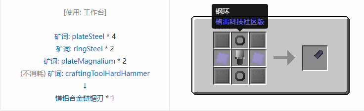 我的世界格雷科技社区版链锯刃合成表大全
