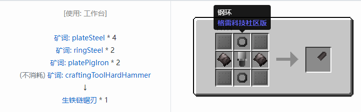 我的世界格雷科技社区版链锯刃合成表大全