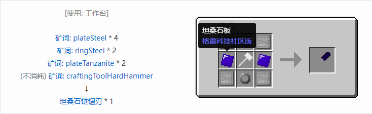我的世界格雷科技社区版链锯刃合成表大全