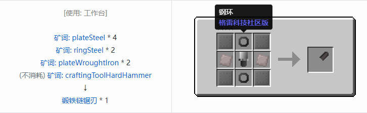 我的世界格雷科技社区版链锯刃合成表大全